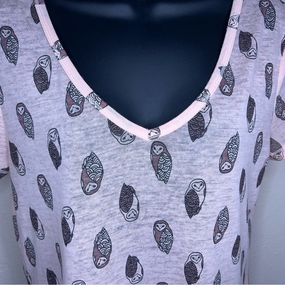 MEDIUM MUDD PASTEL PINK OWL TEE SHORT SLEEVE STRETCH - Picture 3 of 12